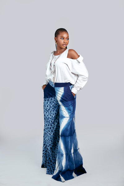 Yara mixed Adire Culotte pants