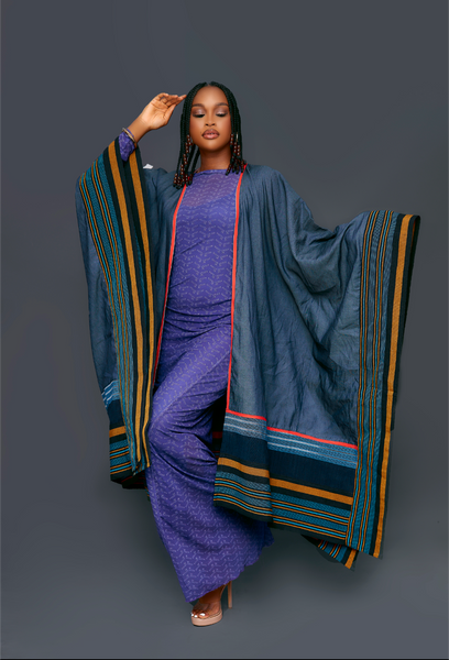 Yagana Denim and Aso oke cape