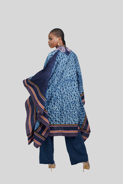 Tiwa Adire Embroidered cape