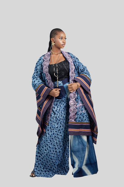 Tiwa Adire Embroidered cape