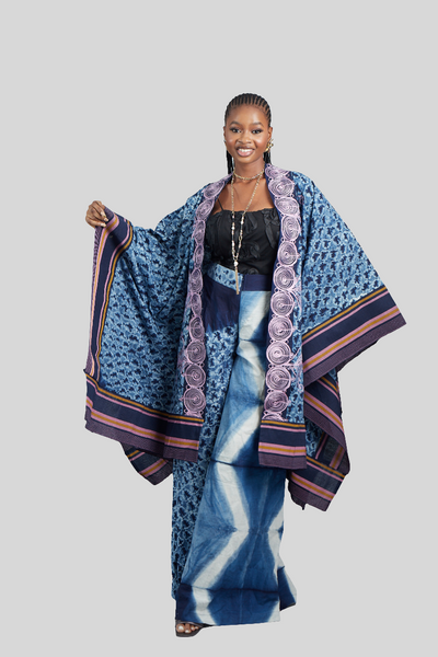 Tiwa Adire Embroidered cape