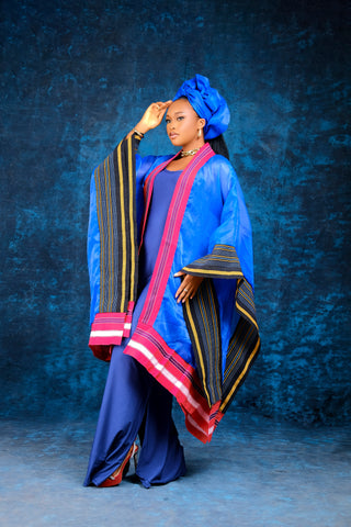 Yomi organdy Aso oke cape