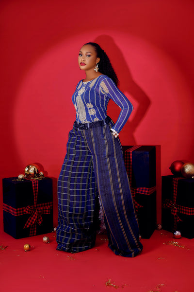 Rosa Aso oke pants and mesh set